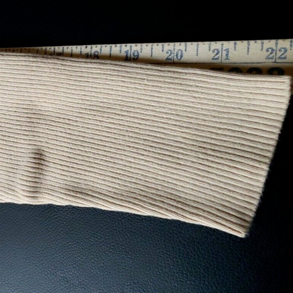 Lauren Ralph Lauren Size L Beige Turtleneck Sweater 100% Cotton Ribbed Logo - Picture 10 of 12